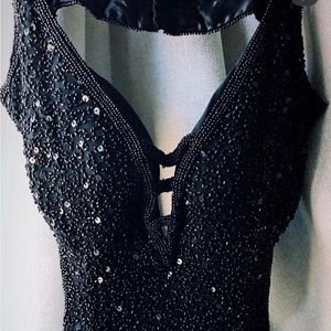SCALA Black Evening Gown. Brand New. SMALL. 100% Silk shell. Floor length